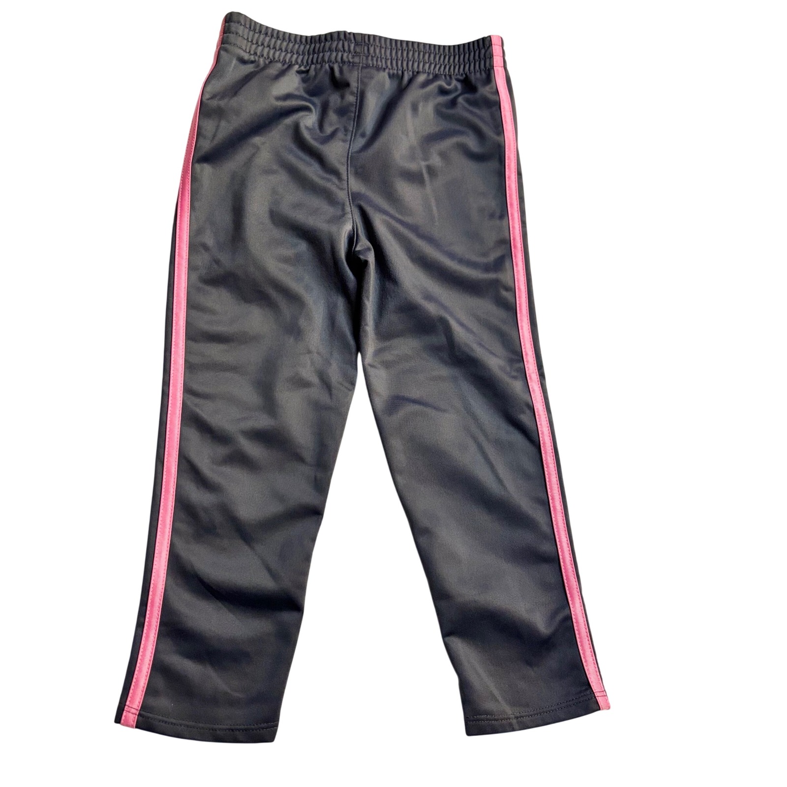Adidas Girls Track Pants Gray Pink Stripes Regular Fit Toddler Size 4t Joggers